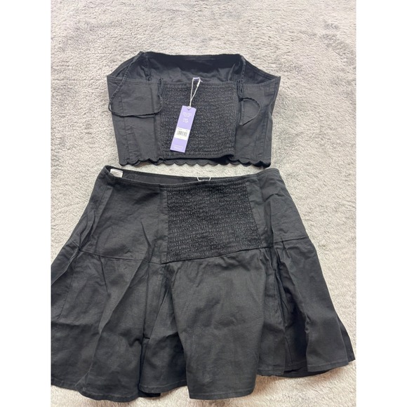 Florence by Mills Womens Size L Black Scalloped Cami and Tiered Mini Skirt Set - Picture 2 of 5